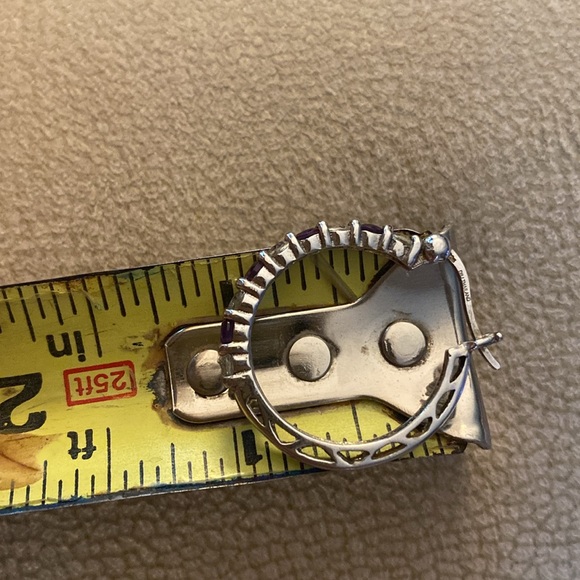 Silver Hoop Earrings W/10 Round
Amethyst & 10 CZ Round Stones - Picture 5 of 5